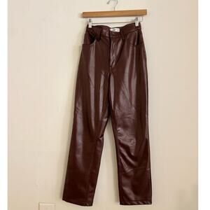 Abercrombie & Fitch The 90's Straight Ultra High Rise Leather Pants Size 26